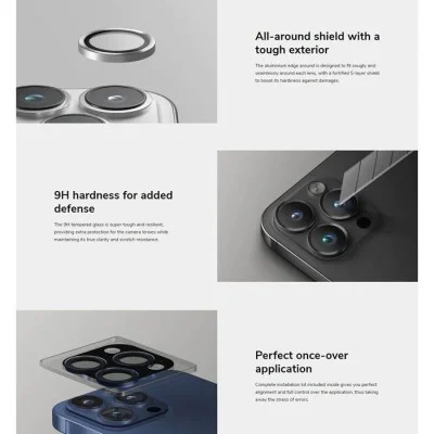 Uniq Optix iPhone 15 Pro Aluminum Camera Lens Protector - Steel Grey